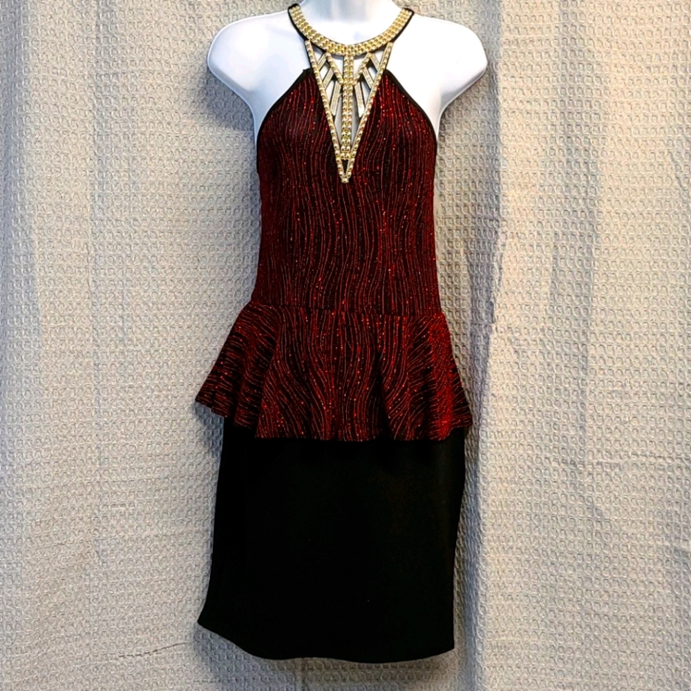 NWOT Ipona Red & Black Sleeveless Dress.
